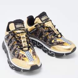 Versace x Fendi Fendace Multicolor Leather and Canvas Trigreca Sneakers Size 41