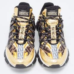Versace x Fendi Fendace Multicolor Leather and Canvas Trigreca Sneakers Size 41