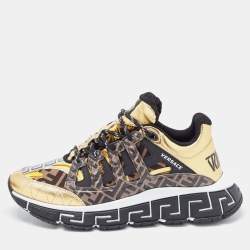 Versace x Fendi Fendace Multicolor Leather and Canvas Trigreca Sneakers Size 41