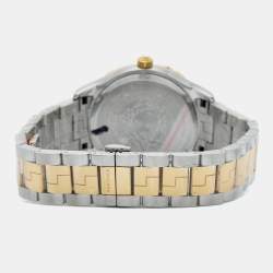 Pre Owned Versace Green Two-Tone Stainless Steel Hellenyium GMT V11050015 Unisex Wristwatch 42 mm