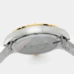 Pre Owned Versace Green Two-Tone Stainless Steel Hellenyium GMT V11050015 Unisex Wristwatch 42 mm