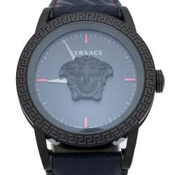 Pre Owned Versace Blue Black Ion Plated Stainless Steel Palazzo Empire VERD00118 Men's Wristwatch 43 mm