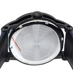 Pre Owned Versace Blue Black Ion Plated Stainless Steel Palazzo Empire VERD00118 Men's Wristwatch 43 mm