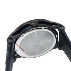Pre Owned Versace Blue Black Ion Plated Stainless Steel Palazzo Empire VERD00118 Men's Wristwatch 43 mm