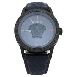 Pre Owned Versace Blue Black Ion Plated Stainless Steel Palazzo Empire VERD00118 Men's Wristwatch 43 mm