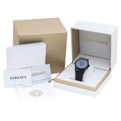Pre Owned Versace Blue Black Ion Plated Stainless Steel Palazzo Empire VERD00118 Men's Wristwatch 43 mm