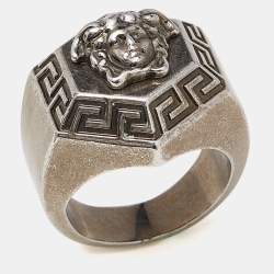 Versace Gunmetal Tone Medusa Ring Size EU 63