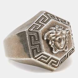 Versace Gunmetal Tone Medusa Ring Size EU 63
