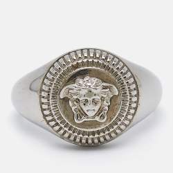 Versace Medusa Biggie Silver Tone Ring Size 59
