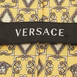 Versace Yellow Printed Silk Tie 