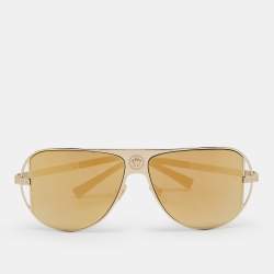 Versace Gold Mirrored MOD. 2212 Aviator Sunglasses