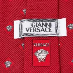 Gianni Versace Red Medusa Print Silk Tie 