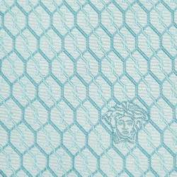 Versace Turquoise Blue Geometric Pattern Silk Tie 