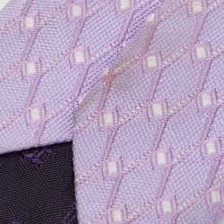 Pre Owned Versace Purple Geometric Pattern Silk Tie