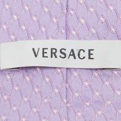 Pre Owned Versace Purple Geometric Pattern Silk Tie