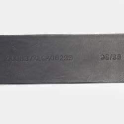 Pre Owned Versace Black Leather Studded Logo Greca Buckle Belt 95CM