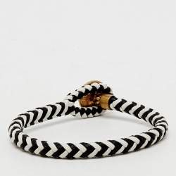 Pre Owned Versace Medusa Head Braided Bi-color Leather Toggle Bracelet