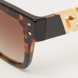 Pre Owned Versace Tortoiseshell Brown Gradient Greca Square Sunglasses