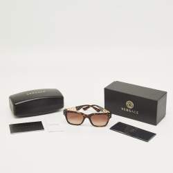 Pre Owned Versace Tortoiseshell Brown Gradient Greca Square Sunglasses