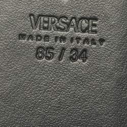 Pre Owned حزام فيرساتشي لا جريكا جلد أسود/أزرق مع رأس ميدوسا 95 سم