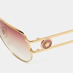 Pre Owned نظارة شمسية فيرساتشي مود 2225 ميدوسا طيار وردية/ذهبية اللون متدرجة