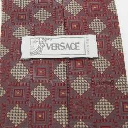 Pre Owned ربطة عنق فيرساتشي حرير جاكار معدني أزرق فينتاج