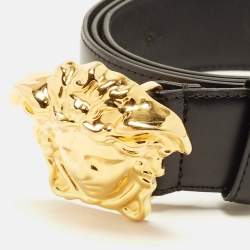 Pre Owned Versace Medusa 115CM Belt Black Leather