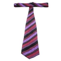 Pre Owned Gianni Versace Vintage Multicolor Diagonal Striped and Dotted Silk Jacquard Tie