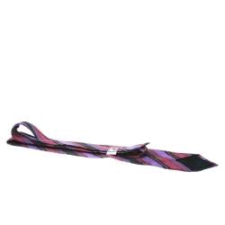 Pre Owned Gianni Versace Vintage Multicolor Diagonal Striped and Dotted Silk Jacquard Tie