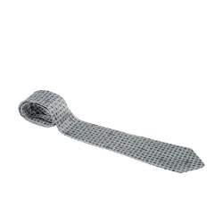 Pre Owned Gianni Versace Vintage Grey Patterned Silk Jacquard Tie