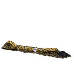 Pre Owned Versace Vintage Grey and Yellow Printed Silk Traditional Tie