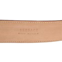 Pre Owned Versace Dark Pink Leather Medusa Belt 105CM