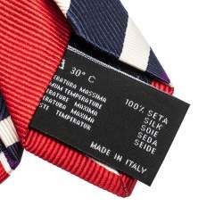 Pre Owned Versace Red & Blue Diagonal Striped Silk Jacquard Tie