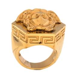 Versace Greca Patterned Medusa Hexagonal Ring Size EU 58
