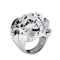 Versace Silver Tone Medusa Ring Size EU 54