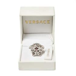 Versace Silver Tone Medusa Ring Size EU 54