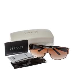 Versace Bronze Tone/Brown VE2101 Medusa Shield Sunglasses