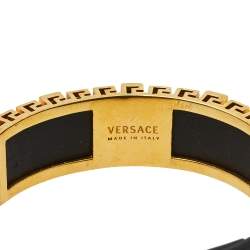 Versace Black Leather Medusa Plaque Wrap Bracelet