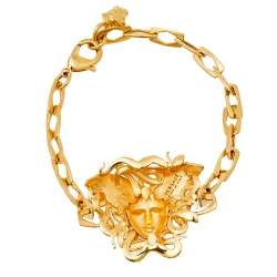 Versace Gold Tone Medusa Serpentine Wings Icon Bracelet