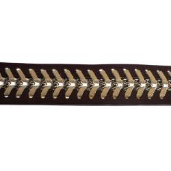 Pre Owned Versace Beige Leather Metal Braided Buckle Belt 110CM