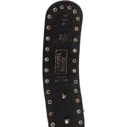 Pre Owned Versace Black Medusa Studded Buckle Belt 90CM