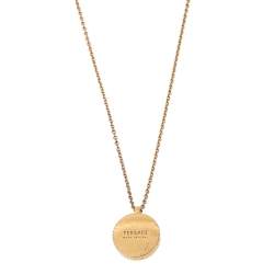 Versace Gold Tone Black Resin Medusa Head Pendant Necklace