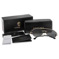 Versace Gold Tone/Black Mod.2184 Round Sunglasses