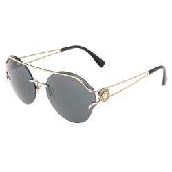 Versace Gold Tone/Black Mod.2184 Round Sunglasses