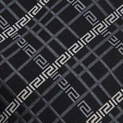 Pre Owned Versace Black Greca Motif Jacquard Silk Tie