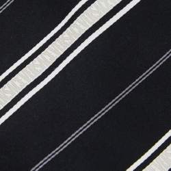 Pre Owned Versace Monochrome Striped Silk Tie