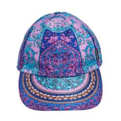 Versace Purple Baroque Print Silk Baseball Cap