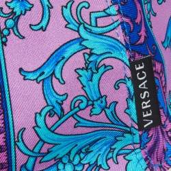 Versace Purple Baroque Print Silk Baseball Cap