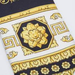 Pre Owned Versace Black & Gold Medusa Barocco Print Silk Tie