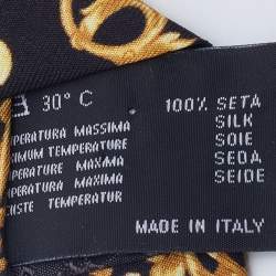Pre Owned Versace Black Baroque Print Silk Skinny Tie